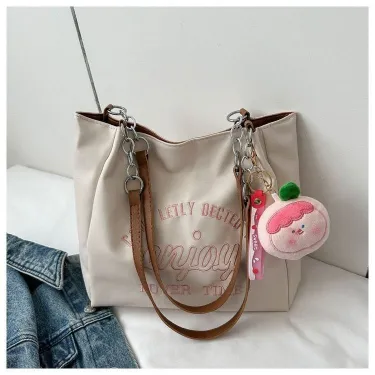 Large Capacity PU Leather Letter Printed Shoulder Bag